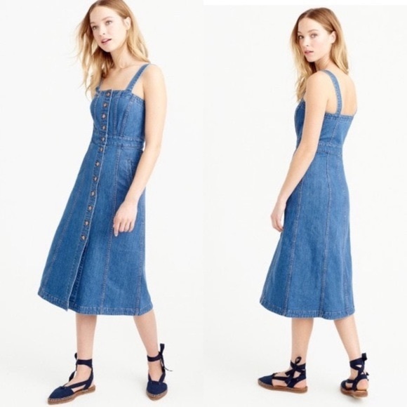 J. Crew Dresses J Crew Button Front Denim Midi Dress Poshmark